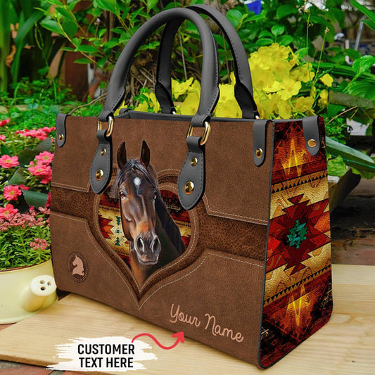 Unijames Horse Lovers Carving Leather Pattern Custom Name 3D Leather Handbag