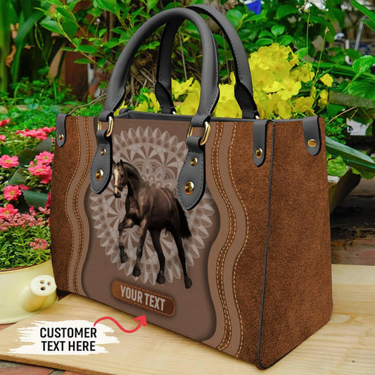 Unijames Horse Lovers Carving Leather Pattern Custom Name 3D Leather Handbag