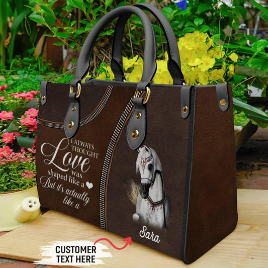 Unijames Horse Lovers Carving Leather Pattern Custom Name 3D Leather Handbag