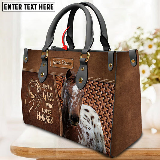 Unijames Appaloosa Horse Just A Girl Who Loves Horses Custom Name 3D Leather Handbag