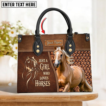 Unijames Palomino Horse Just A Girl Who Loves Horses Custom Name 3D Leather Handbag