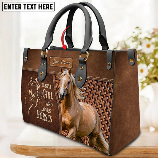 Unijames Palomino Horse Just A Girl Who Loves Horses Custom Name 3D Leather Handbag
