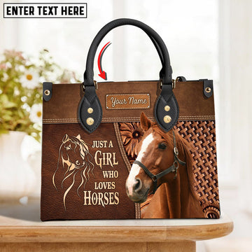 Unijames Thoroughbred Horse Just A Girl Who Loves Horses Custom Name 3D Leather Handbag