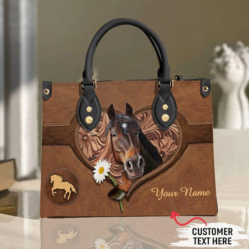 Unijames Horse Lovers Carving Leather Pattern Custom Name 3D Leather Handbag