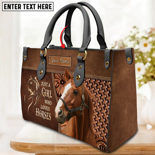 Unijames Thoroughbred Horse Just A Girl Who Loves Horses Custom Name 3D Leather Handbag