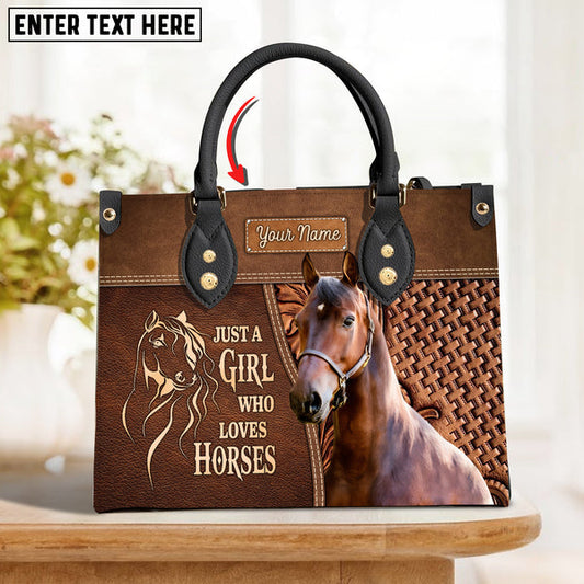 Unijames Morgan Horse Just A Girl Who Loves Horses Custom Name 3D Leather Handbag