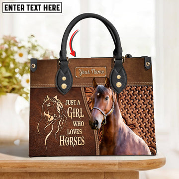 Unijames Morgan Horse Just A Girl Who Loves Horses Custom Name 3D Leather Handbag