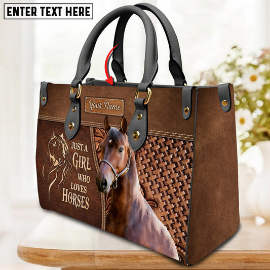 Unijames Morgan Horse Just A Girl Who Loves Horses Custom Name 3D Leather Handbag