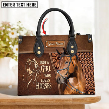Unijames Warmblood Horse Just A Girl Who Loves Horses Custom Name 3D Leather Handbag