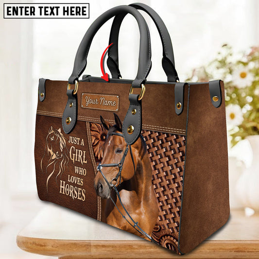 Unijames Warmblood Horse Just A Girl Who Loves Horses Custom Name 3D Leather Handbag