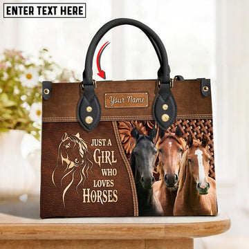 Unijames Horse Lovers Just A Girl Who Loves Horses Custom Name 3D Leather Handbag