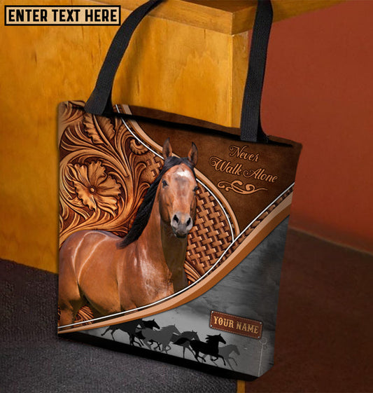 Unijames American Quarter Horse Never Walk Alone Custom Name 3D Tote Bag