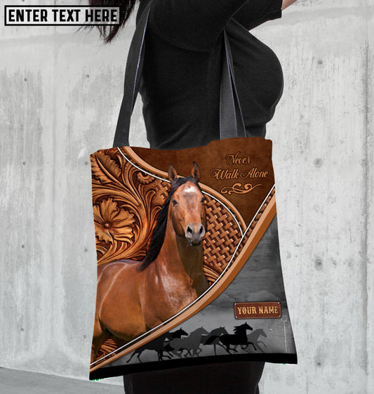 Unijames American Quarter Horse Never Walk Alone Custom Name 3D Tote Bag