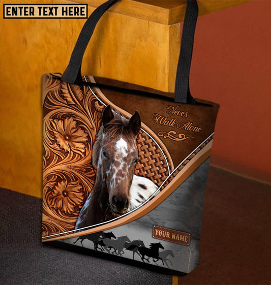 Unijames Appaloosa Horse Never Walk Alone Custom Name 3D Tote Bag