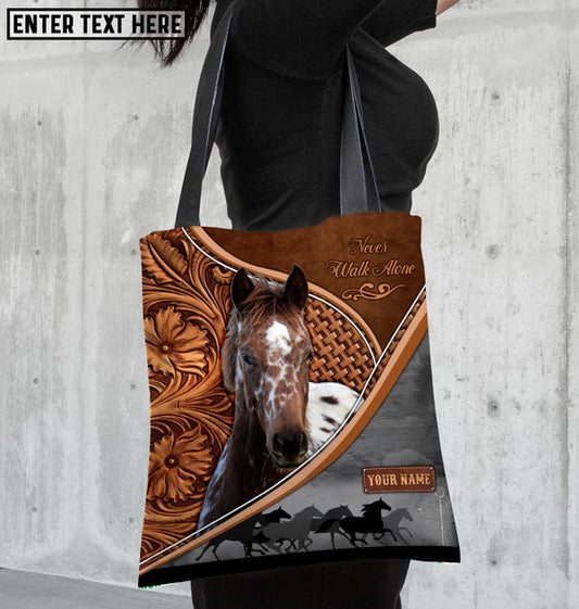 Unijames Appaloosa Horse Never Walk Alone Custom Name 3D Tote Bag