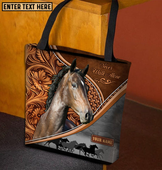 Unijames Hackney Horse Never Walk Alone Custom Name 3D Tote Bag
