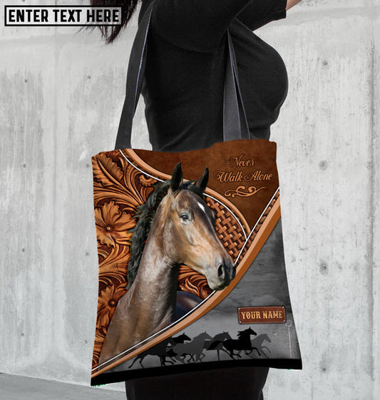 Unijames Hackney Horse Never Walk Alone Custom Name 3D Tote Bag