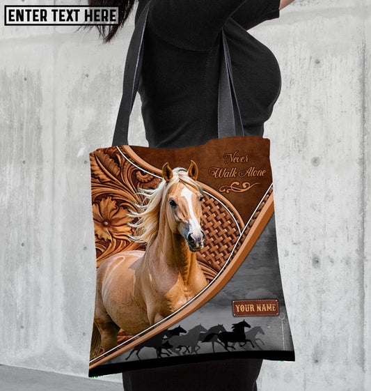 Unijames Palomino Horse Never Walk Alone Custom Name 3D Tote Bag