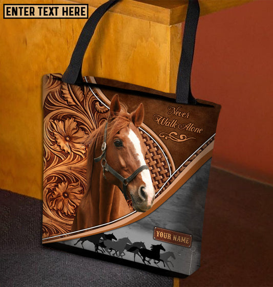 Unijames Thoroughbred Horse Never Walk Alone Custom Name 3D Tote Bag