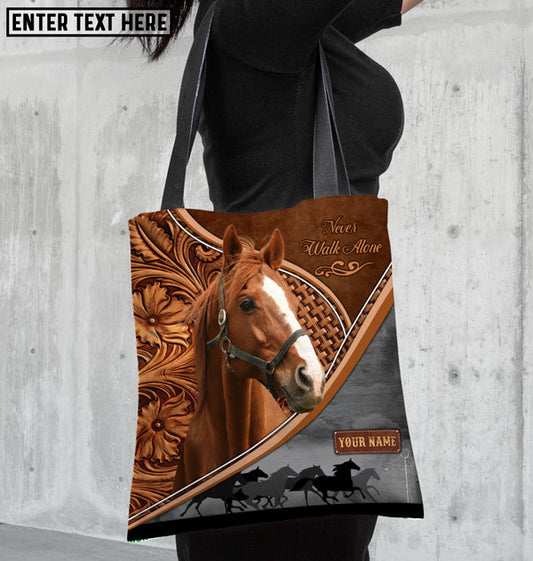 Unijames Thoroughbred Horse Never Walk Alone Custom Name 3D Tote Bag