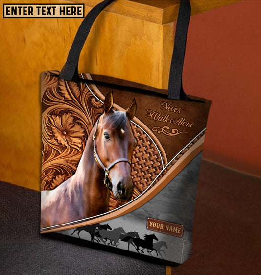 Unijames Morgan Horse Never Walk Alone Custom Name 3D Tote Bag