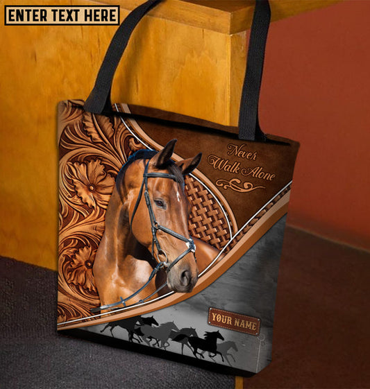 Unijames Warmblood Horse Never Walk Alone Custom Name 3D Tote Bag