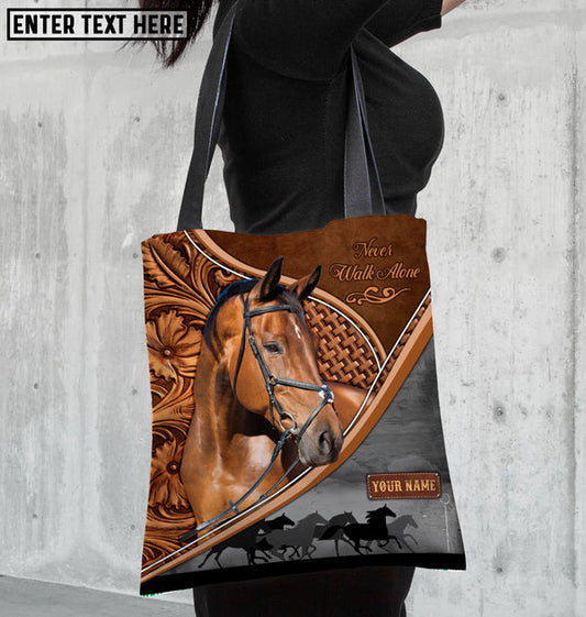 Unijames Warmblood Horse Never Walk Alone Custom Name 3D Tote Bag