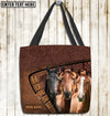 Unijames Three Horses Lovers Carving Leather Pattern Custom Name 3D Tote Bag