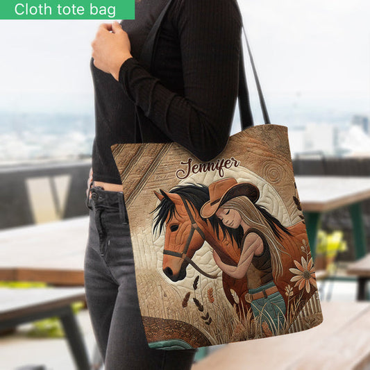 Unijames Horse Lovers Custom Name 3D Tote Bag