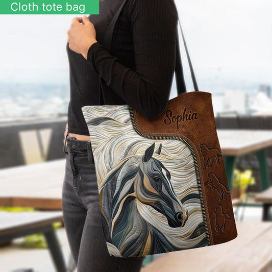 Unijames Beautiful Horse Custom Name 3D Tote Bag