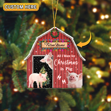 Uni Pigs Cattle Christmas Gift Red Barn Custom Shape Acrylic Ornament