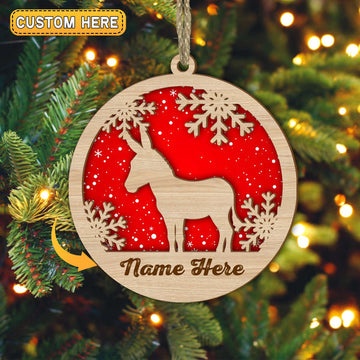 Uni Donkey Christmas Gift Custom Shape Wooden Ornament