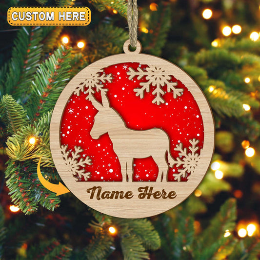 Uni Donkey Christmas Gift Custom Shape Wooden Ornament