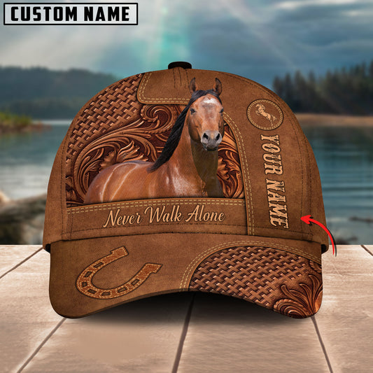 Uni American Quarter Horse Carving Leather Pattern Custom Name 3D Classic Cap