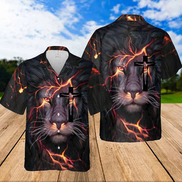 UniJames Lion Jesus Eye Jesus Hawaiian Shirt - Christian Hawaiian Shirts For Women Men