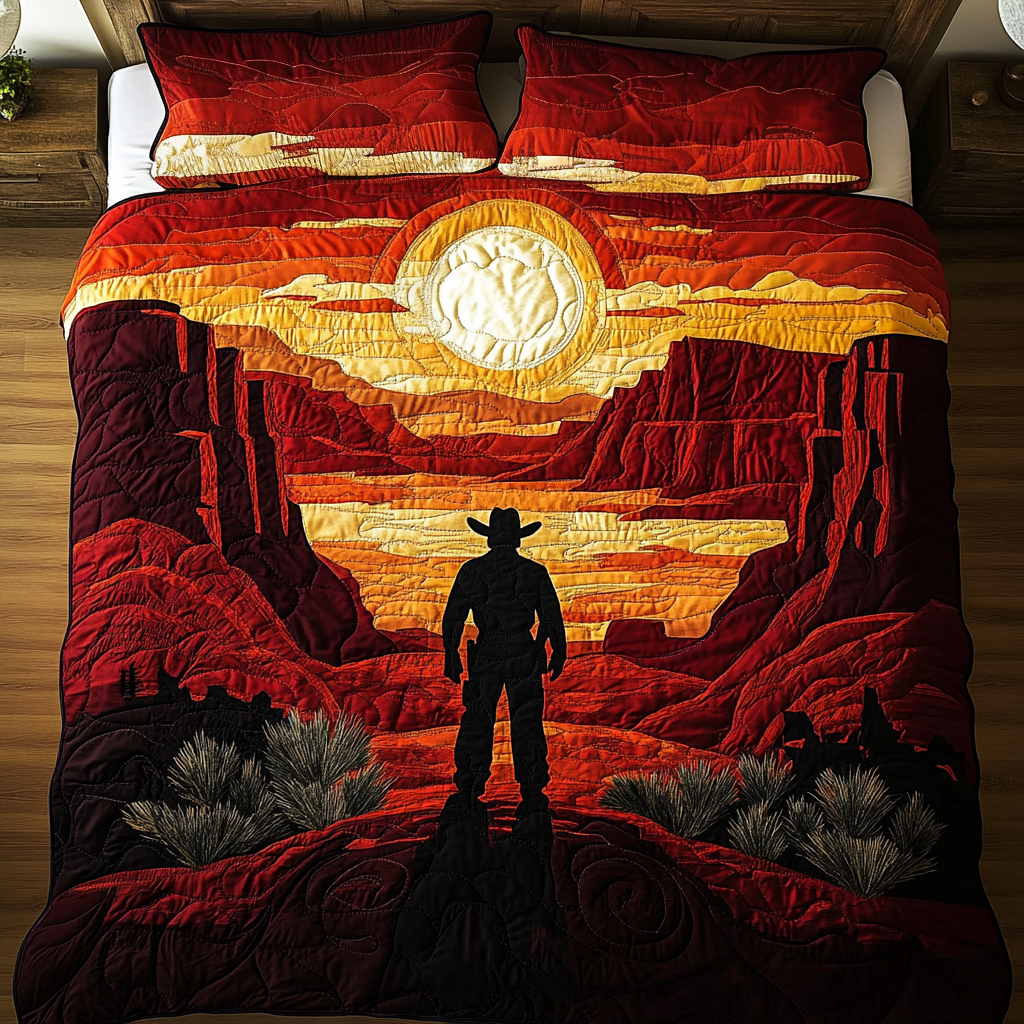 Lone Cowboy 3-Piece Quilted Bedding Set NCU0VH589