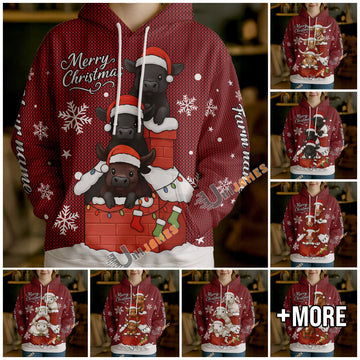 Uni Personalized Cute Christmas Cow Hoodie (8 Cattle Breeds)