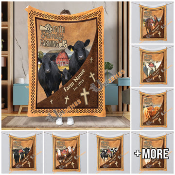Uni Personalized Faith, Family & Farming Farm Blanket (10 Cattle Breeds)