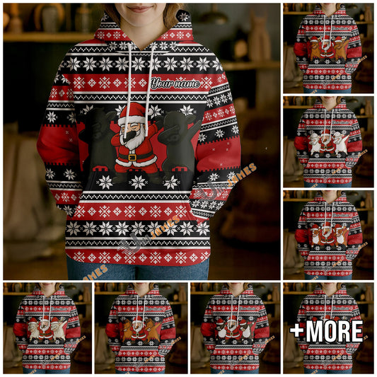 Uni Personalized Funny Farm Santa Christmas Sweater Hoodie (8 Cattle Breeds)