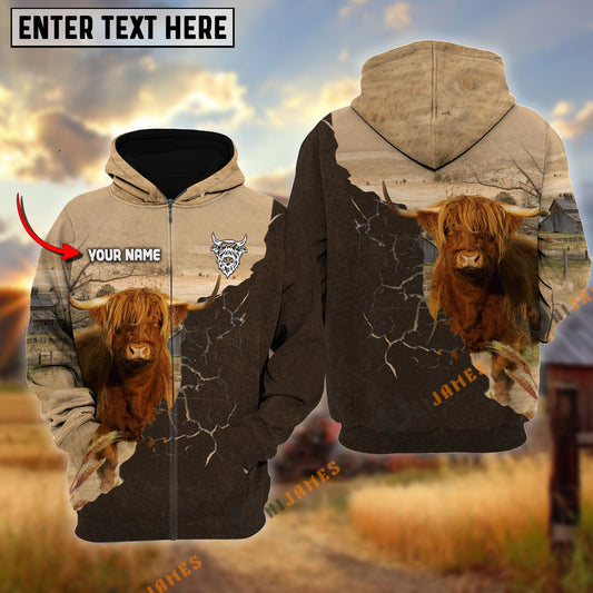 Uni Highland Farm Land Personalized Name Hoodie