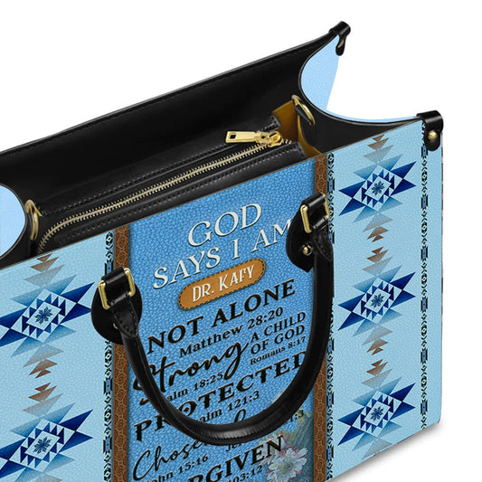 GOD Says I Am Leather Handbag, Vintage hand-woven southwest lacing design Leather Handbag, Gifts for Women, CABLTB02131023.