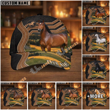 Unijames Personalized  Horse Ranch Landscape Leather Style Cap