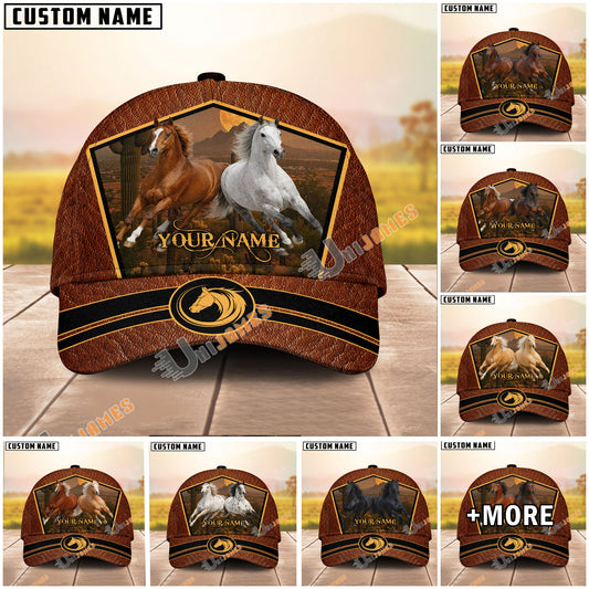 Unijames Personalized Desert Sunset Running Horses Cap