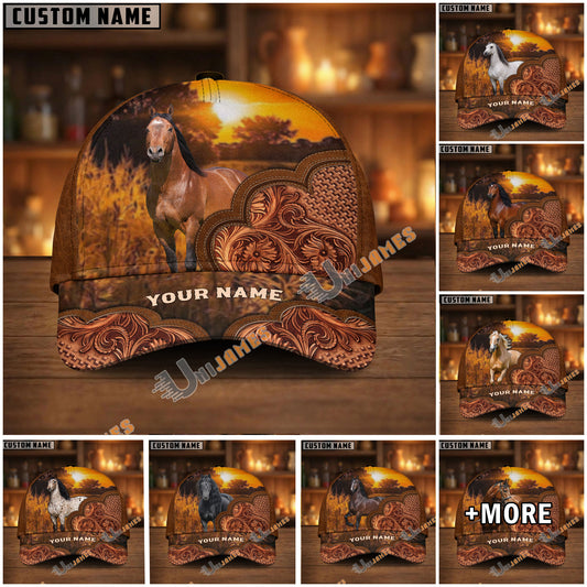 Unijames Personalized Golden Sunset Tooled Leather Cap