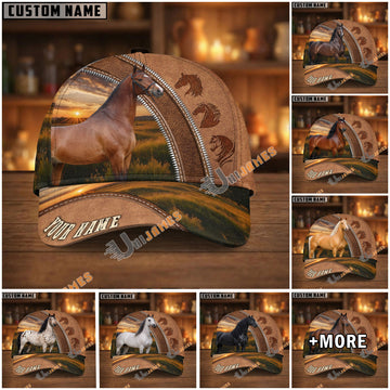 Unijames Personalized Sunset Zipper Horse Portrait Cap