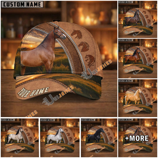 Unijames Personalized Sunset Zipper Horse Portrait Cap