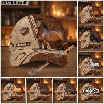 Unijames Personalized Equestrian Horseshoe Leather Classic Cap