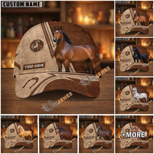 Unijames Personalized Equestrian Horseshoe Leather Classic Cap
