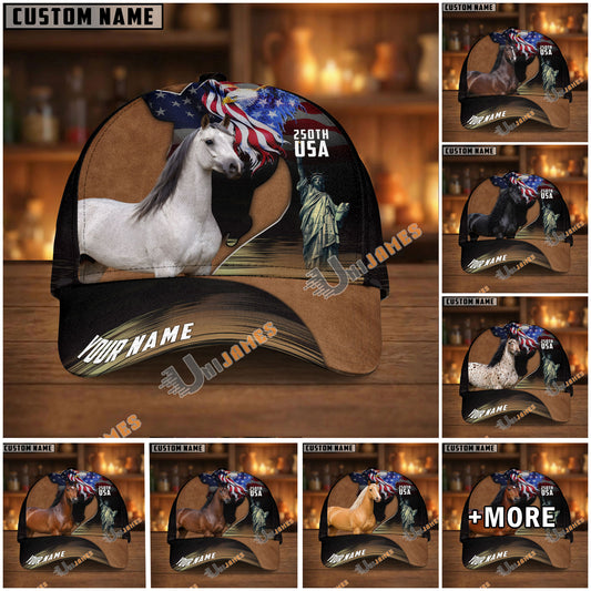 Unijames Personalized Patriotic Horse & Statue of Liberty USA Cap