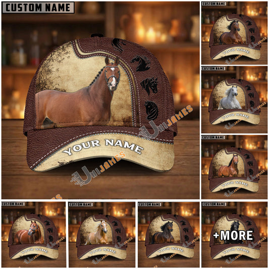 Unijames Personalized Equestrian Leather Pattern Classic Cap